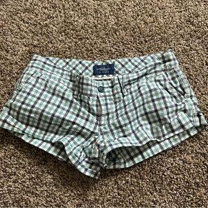 American Eagle Outfitters Green Plaid Jean Shorts